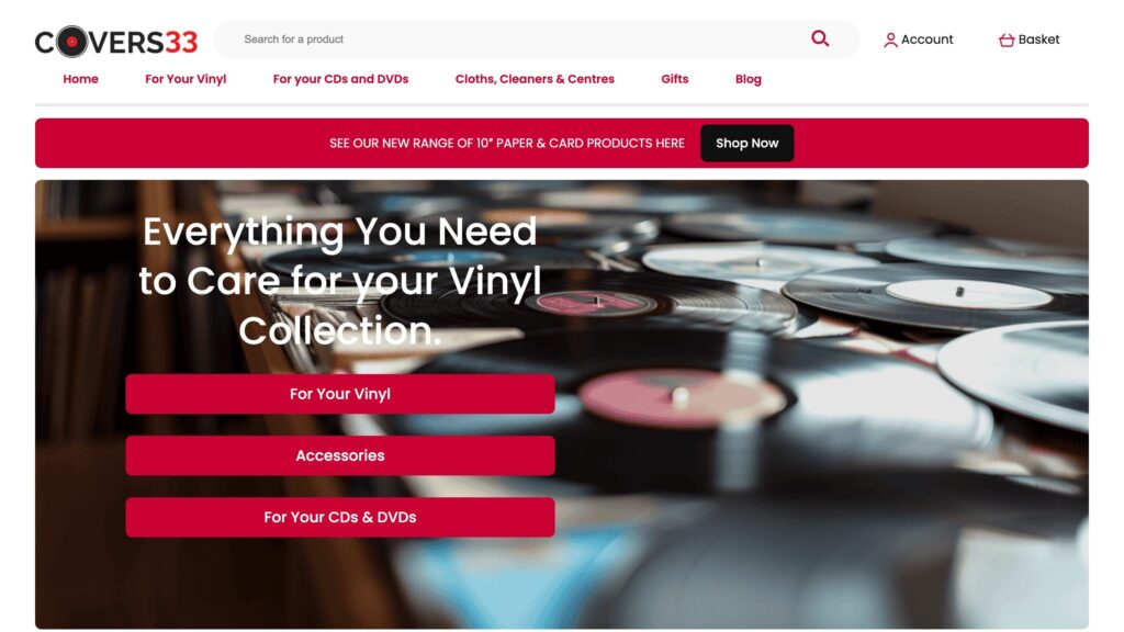 Covers33 Vinyl Sleeves Web Design