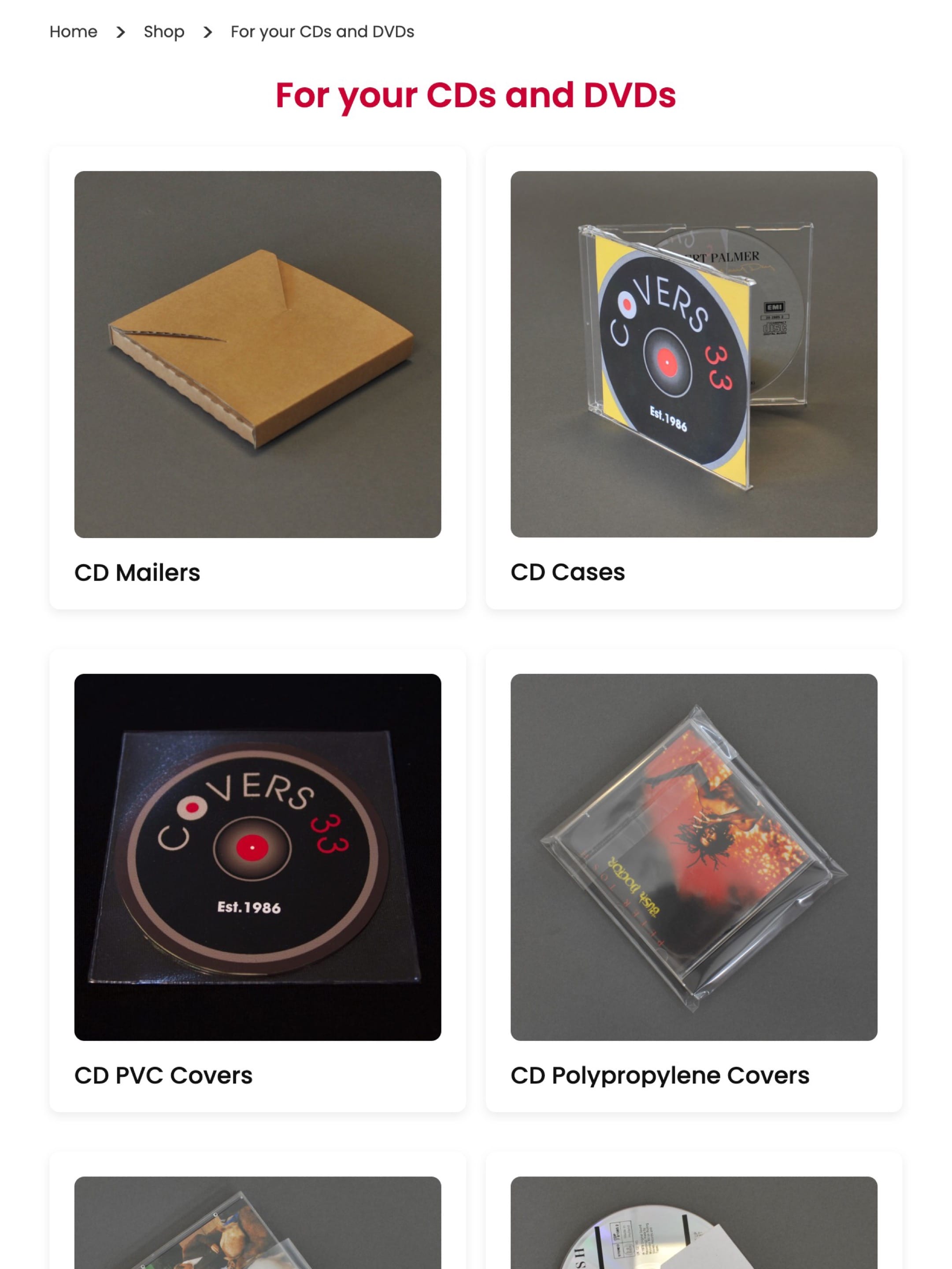 Covers33 Vinyl Sleeves Web Design