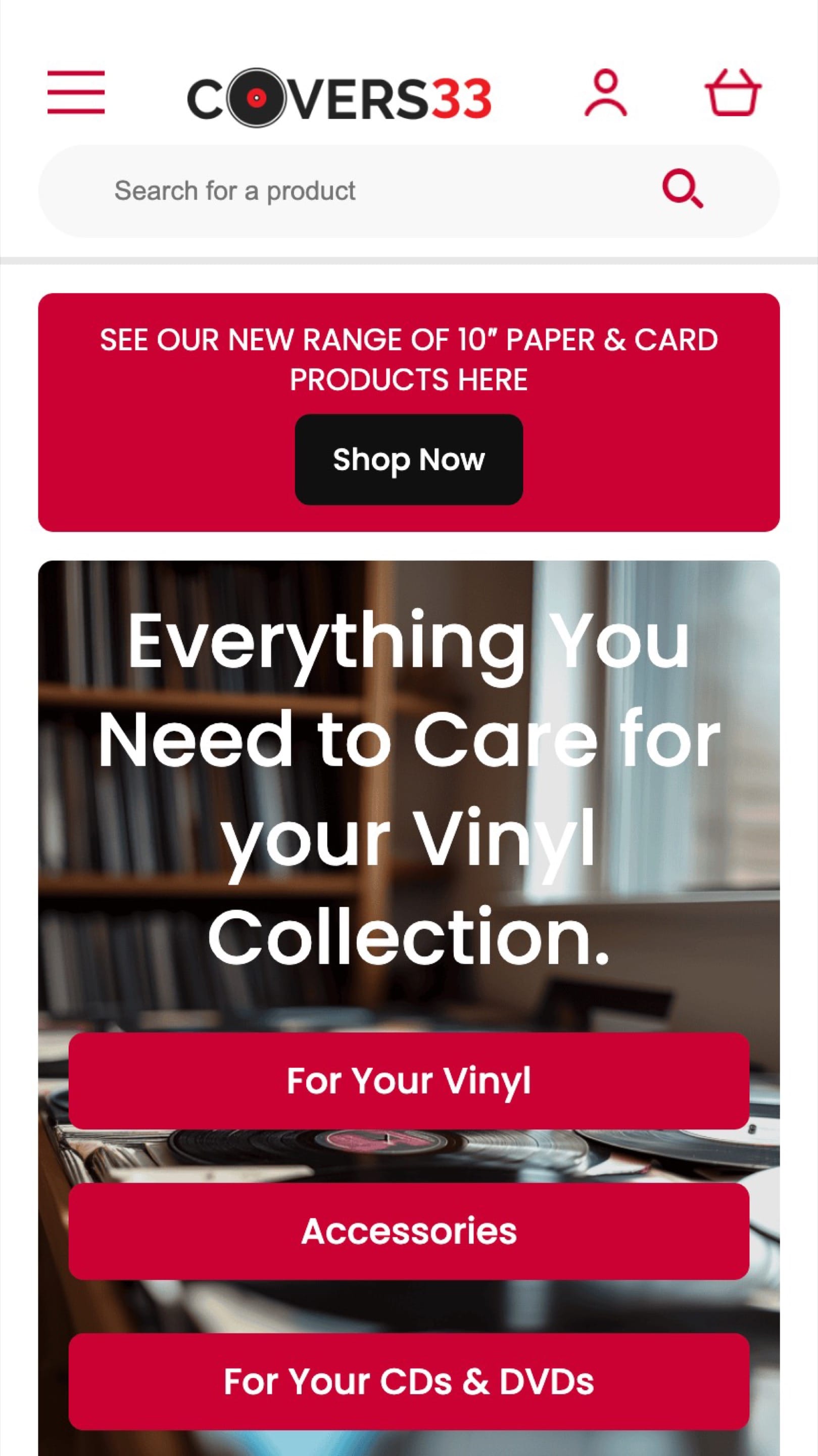 Covers33 Vinyl Sleeves Web Design